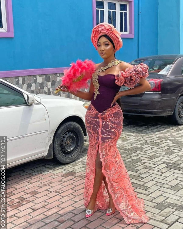 Latest and Trendy Lace and Damask Styles for Classy Ladies (19)