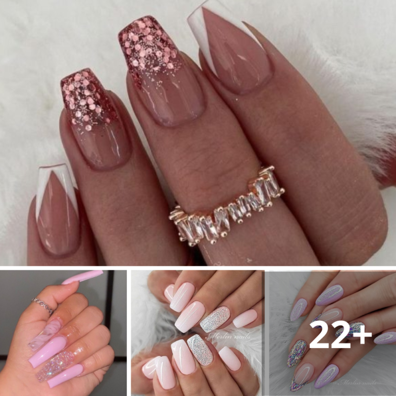 Pink glitter nails will stand out: get the look right away! Explore 30 excellent ideas
