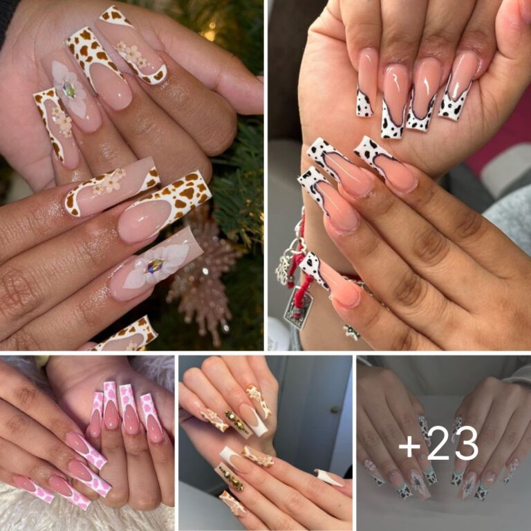 30+ Fantastic Ideas for Cow Print French Tip Nails.