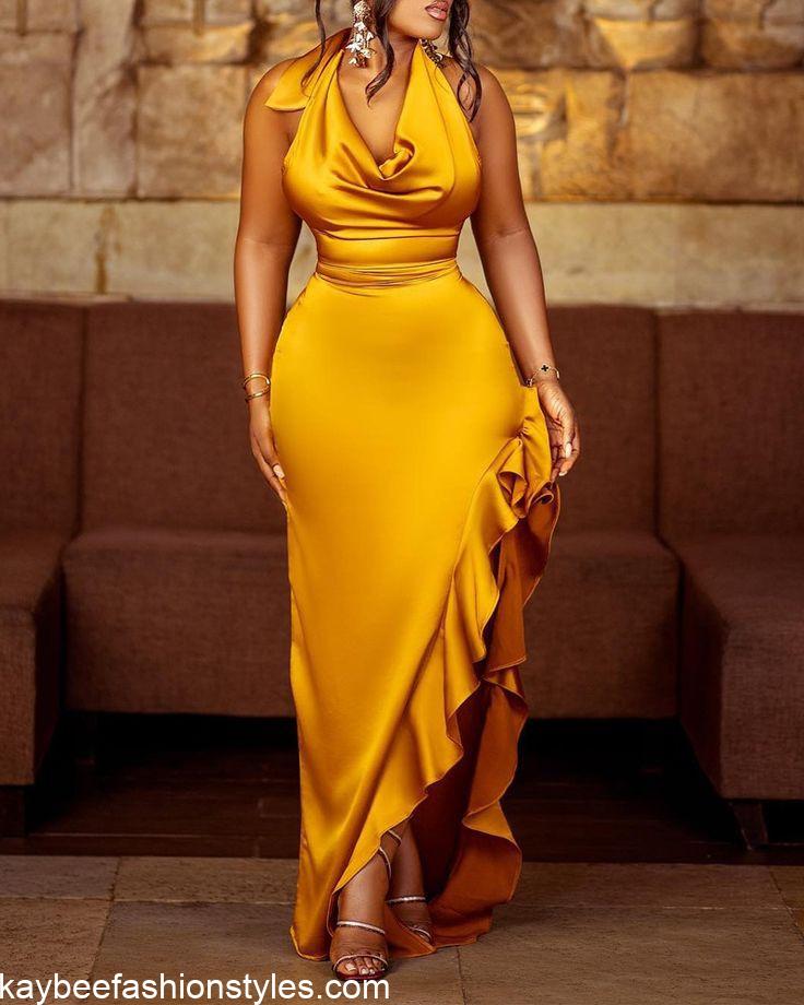 Best Cowl Neck Gown Styles for Ladies in Nigeria