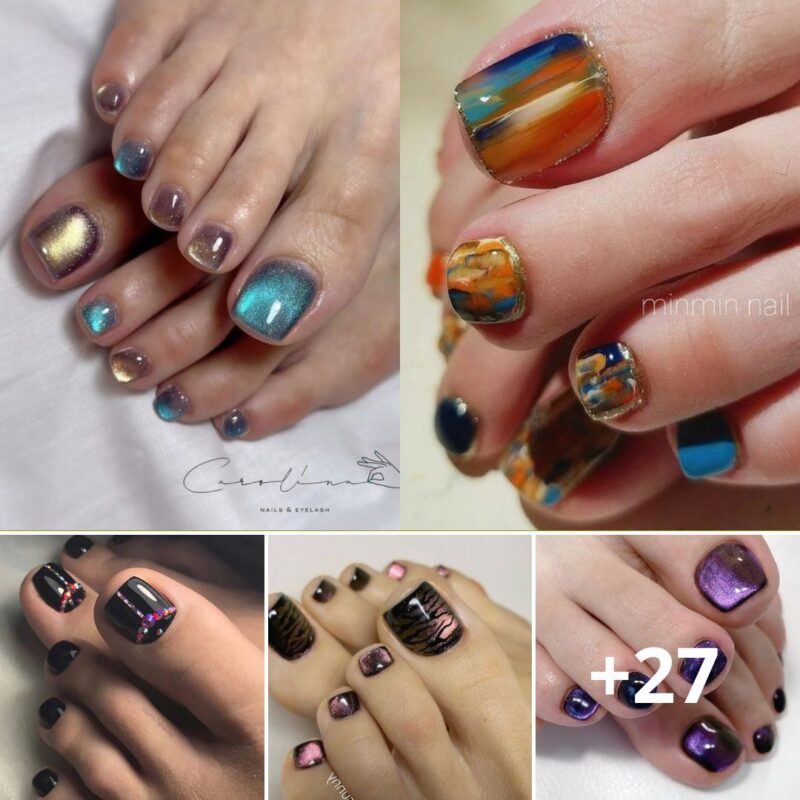 Attractive Toenail Designs For Both Fashionable And Casual Girls That Beat The Heat With Highlights