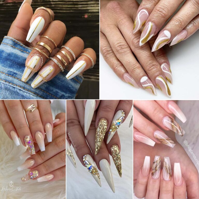 23 Best White and Gold Nails To Try Yourself