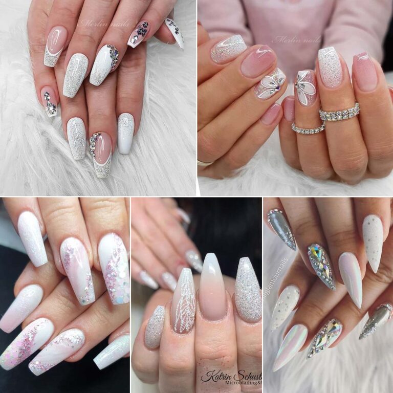 21 Pretty White Glitter Nails for Any Occasion