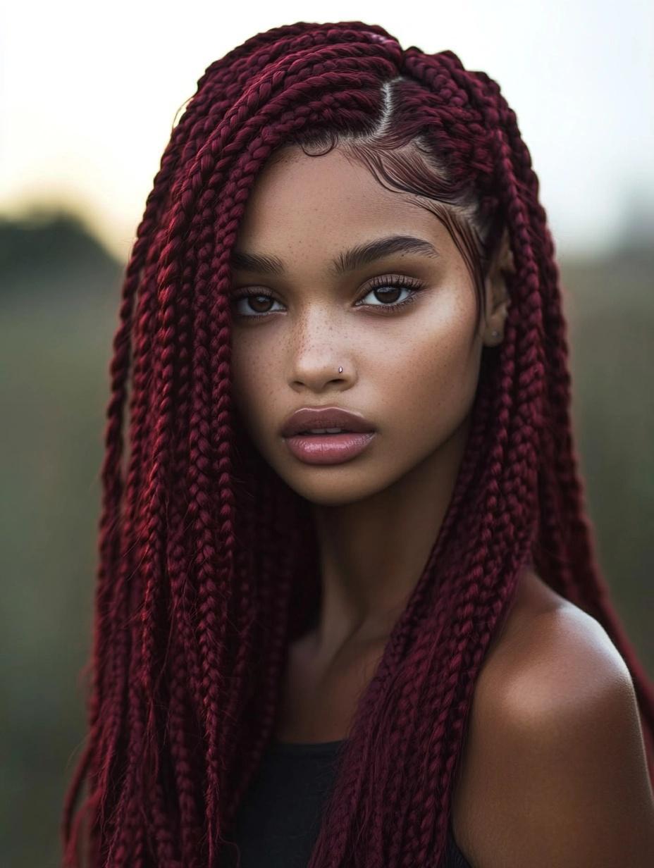 Bold and Trendy Burgundy Box Braids Ideas for Every Hair Type and Style