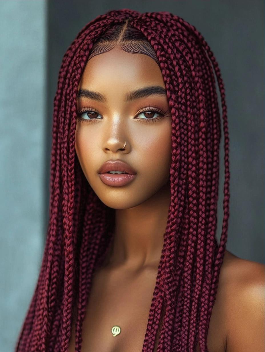 Bold and Trendy Burgundy Box Braids Ideas for Every Hair Type and Style