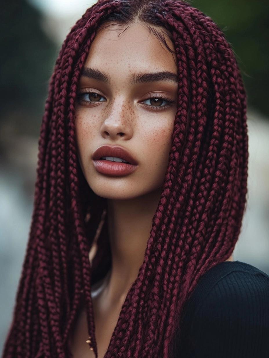 Bold and Trendy Burgundy Box Braids Ideas for Every Hair Type and Style