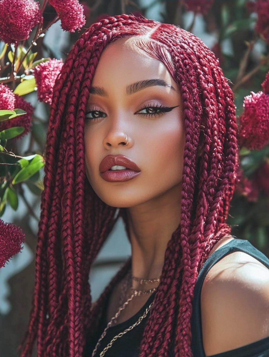 Bold and Trendy Burgundy Box Braids Ideas for Every Hair Type and Style