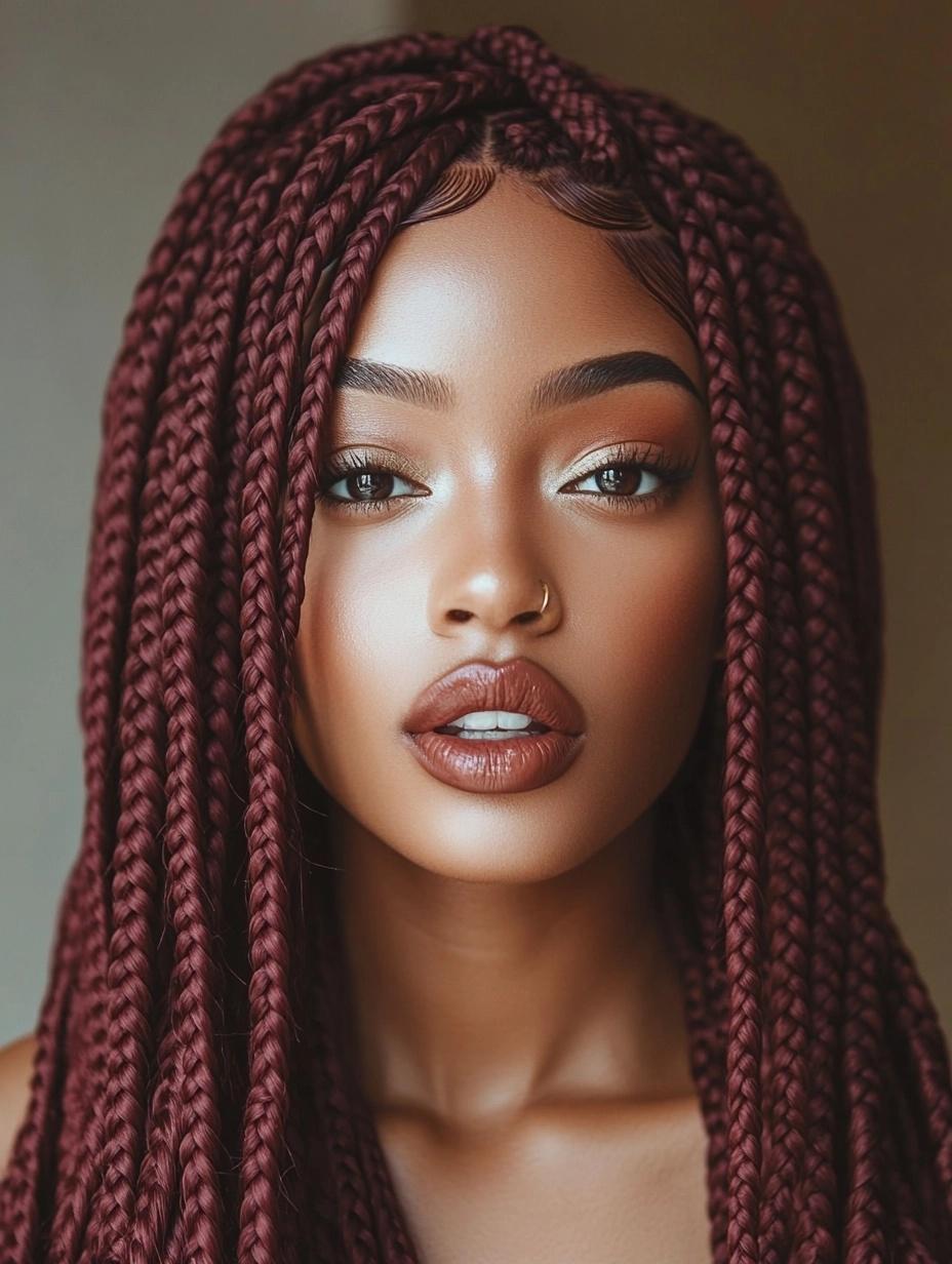 Bold and Trendy Burgundy Box Braids Ideas for Every Hair Type and Style