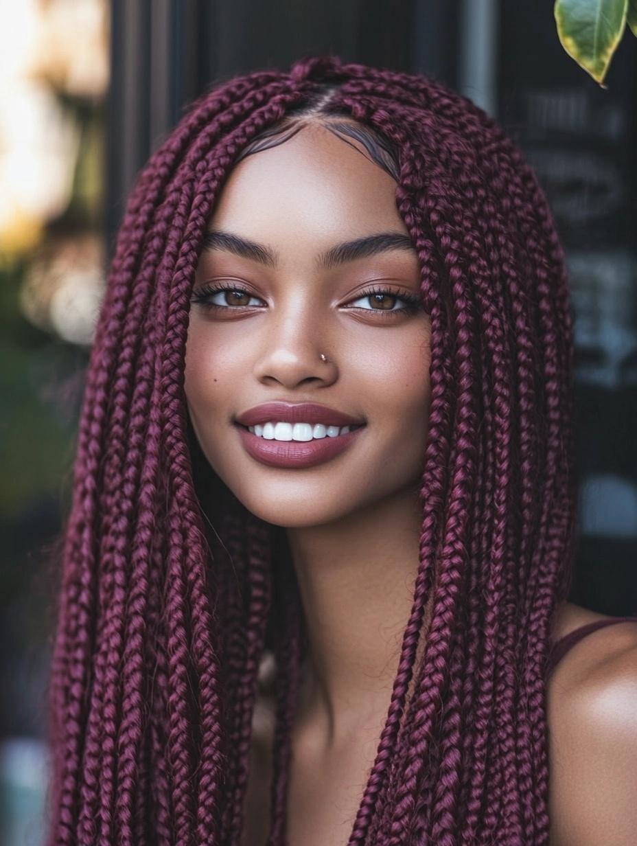 Bold and Trendy Burgundy Box Braids Ideas for Every Hair Type and Style